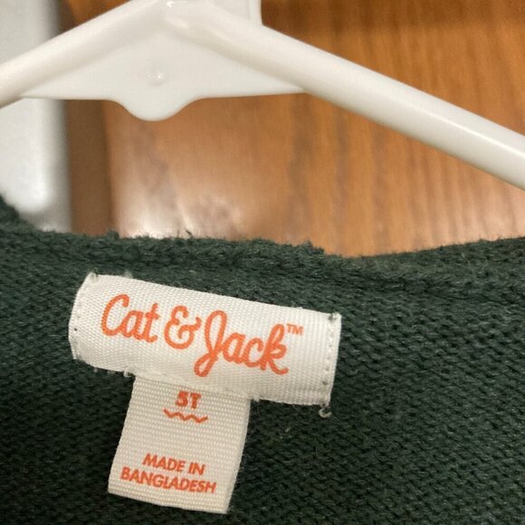 Cat & Jack green sweater hoodie sz 5T - Picture 2 of 2
